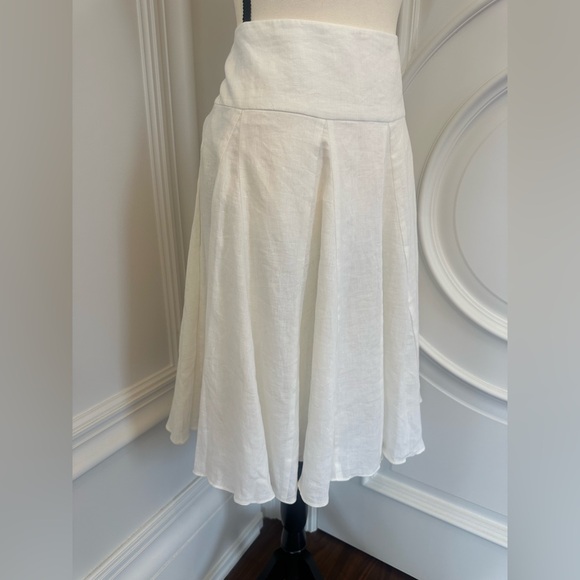 Ralph Lauren White 100% Linen Knee Length Flowy Skirt (Size 10) - Picture 2 of 7